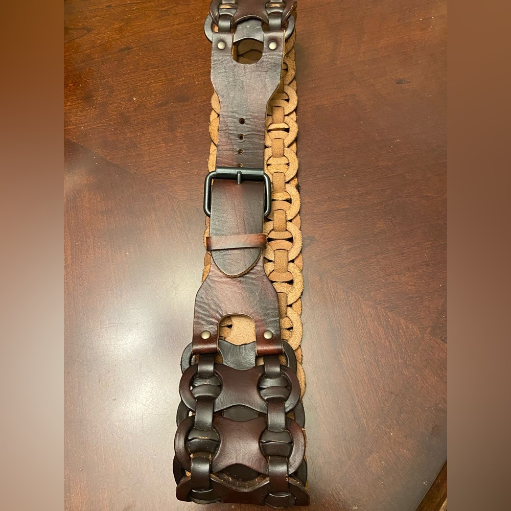 Genuine leather braided belt size M 38”